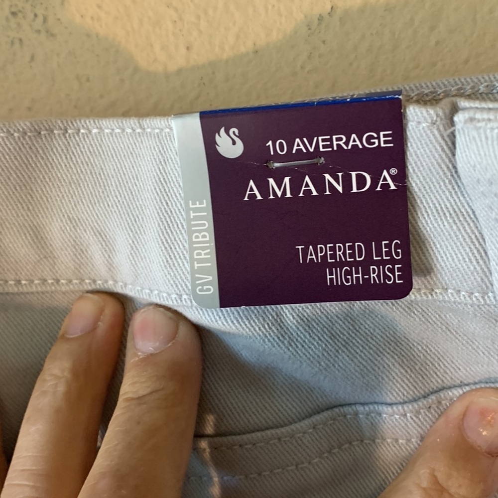 NWT Gloria Vanderbilt Amanda High Rise Tapered Jeans Grey Opal Sz 10 Avg Classic - Picture 11 of 14